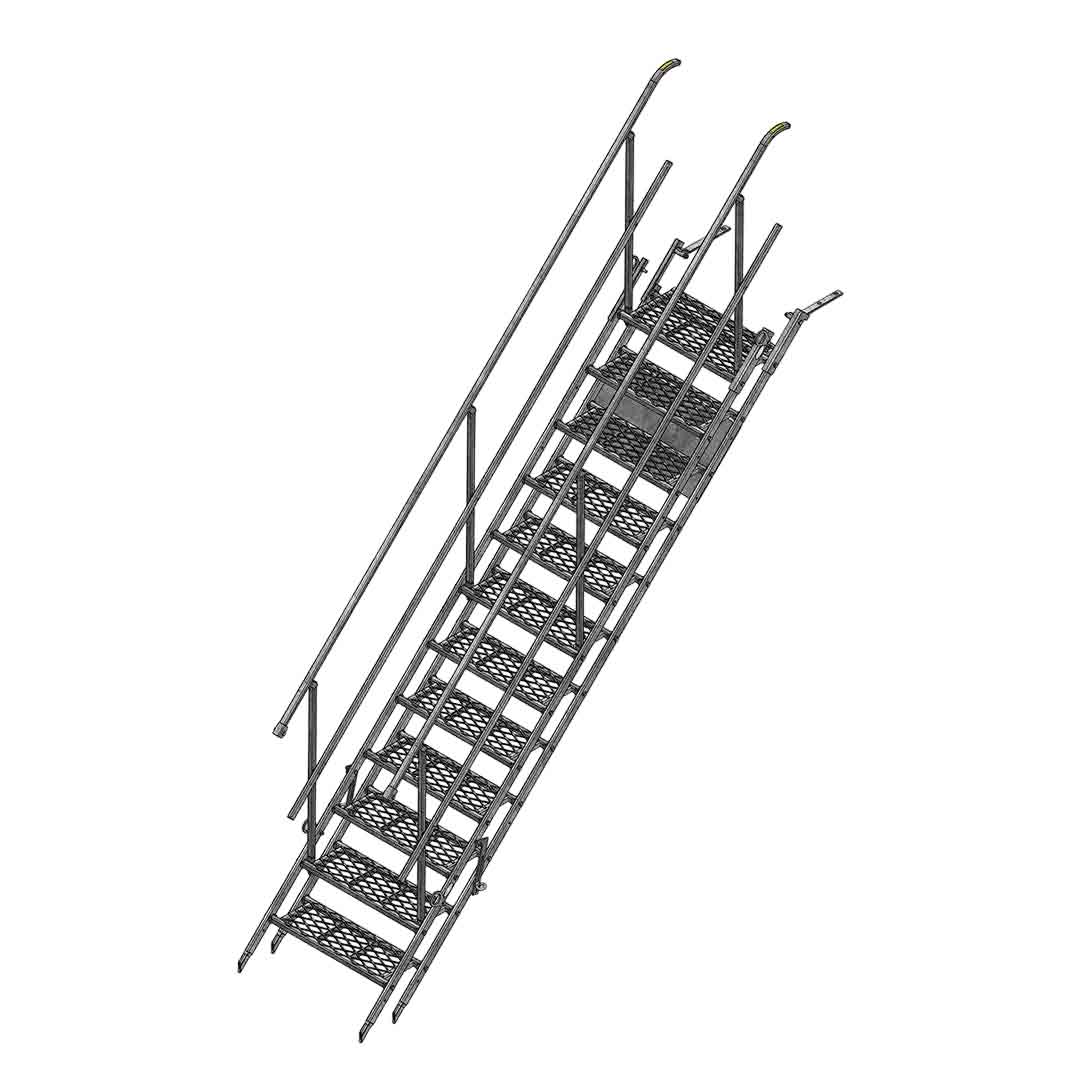 Steel Stair 12 steps with Handrails