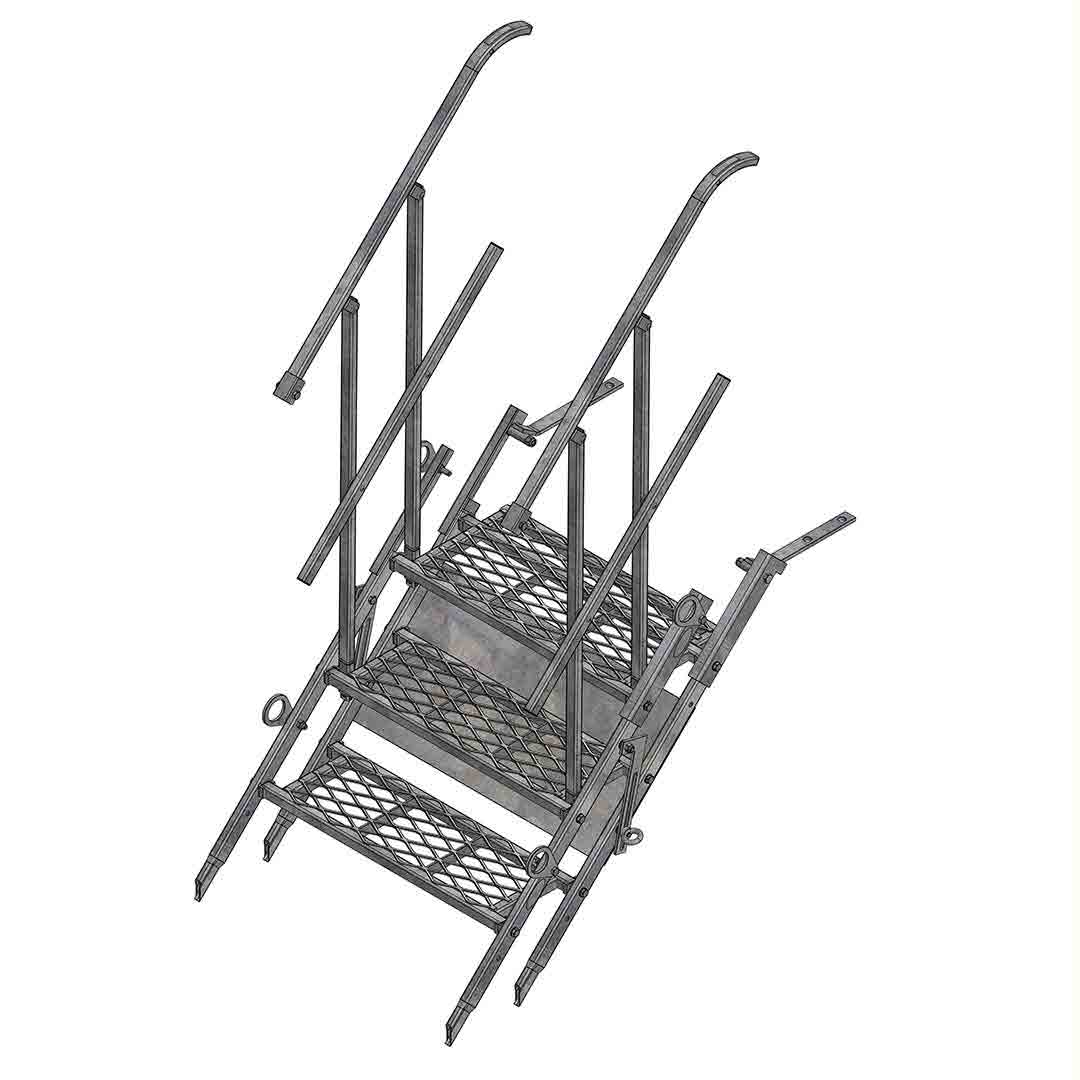 Steel Stair 3 steps with Handrails